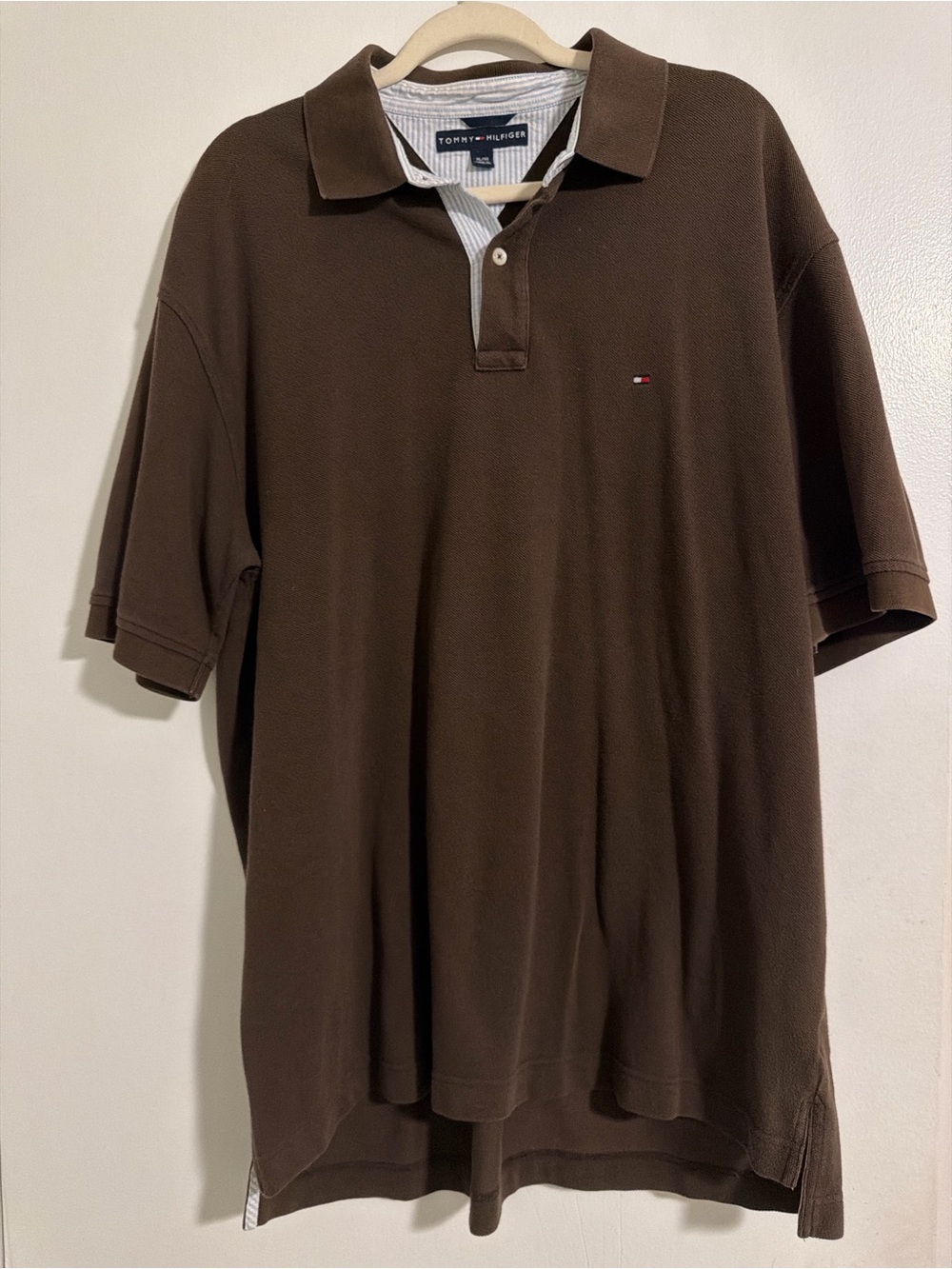 Tommy Hilfiger Brown Polo Shirt with Flag Logo